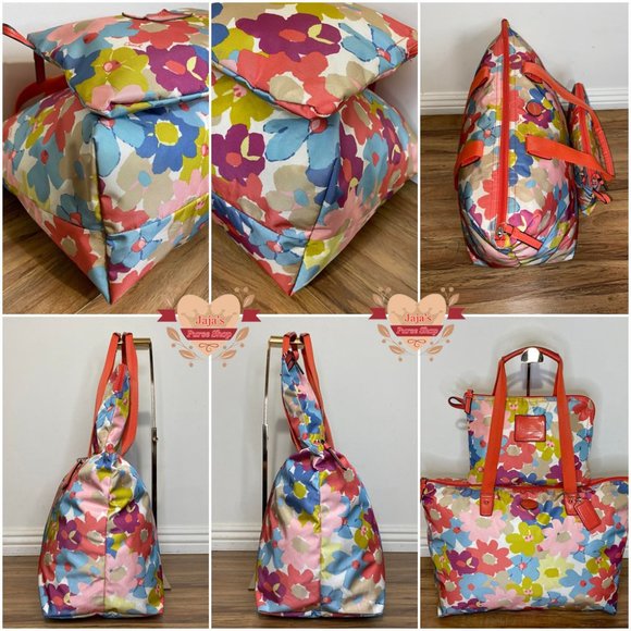 ❤️❤️❤️❤️SOLD❤️❤️❤️❤️Coach Floral Fabric-Nylon Bag & Snap Pouch🧡 - Picture 4 of 17
